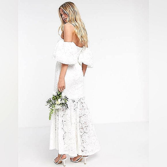 ASOS EDITION Chelsea off shoulder lace wedding dress - Picture 3 of 3